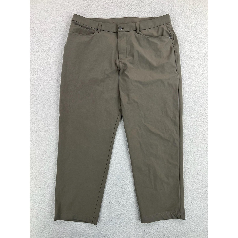 Lululemon ABC Classic Fit Pants Men's 35x26 Dark Olive Green Warpstreme LM5AQHS